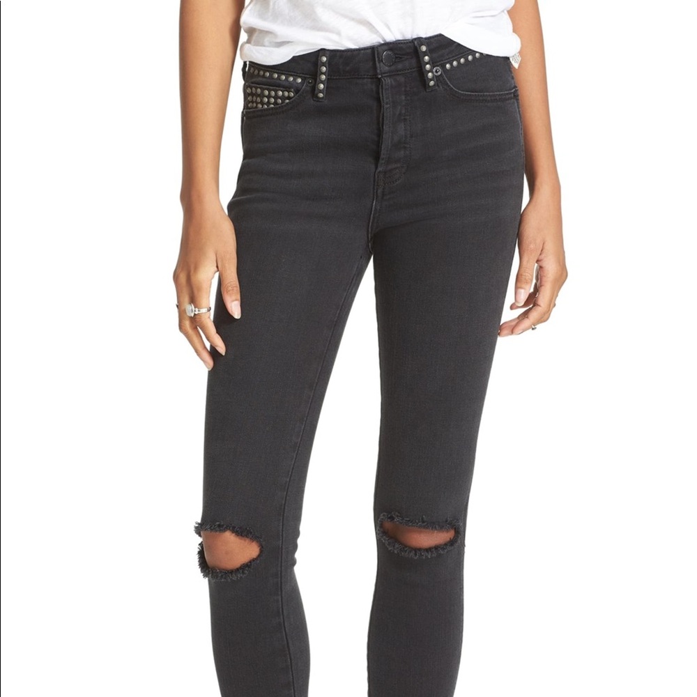 Free People Black Stud Jeans